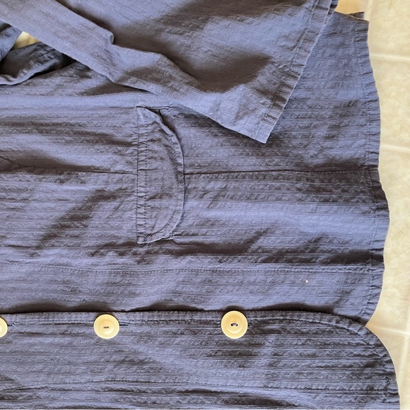 Flax Cotton Button Front Textured unlined Jacket notched collar - Picture 2 of 4